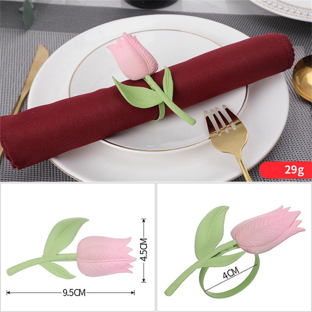 Table Decoration Mori Tulip Flower Alloy Napkin Ring Metal Painted Napkin Ring For Home Dining Party Gift