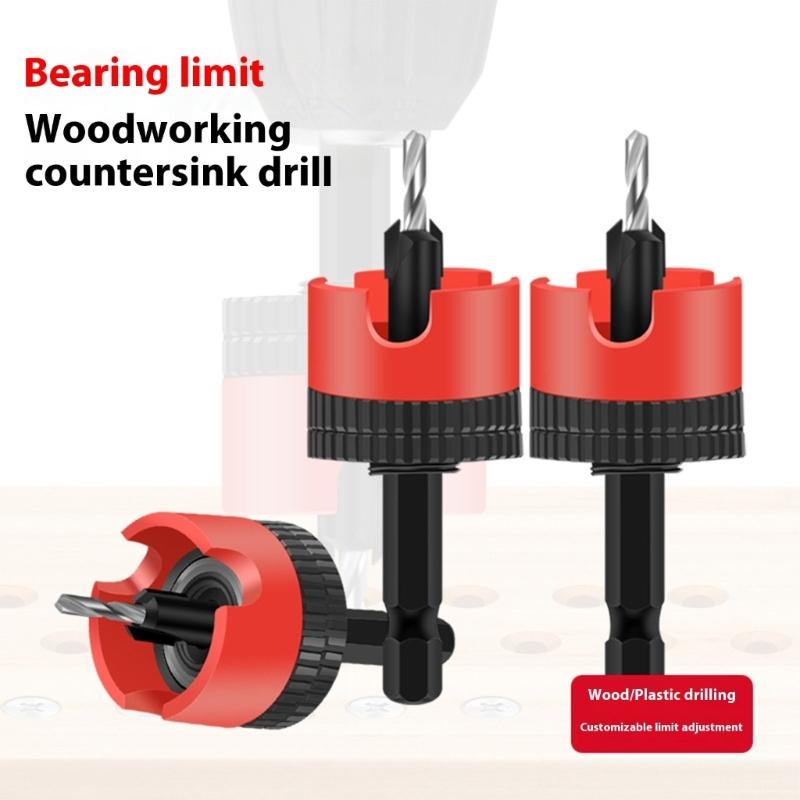 High Strength Steel Countersink Drill Tool For Adjustable Depth Countersinking In Woodworking Projects Smooth Bearing