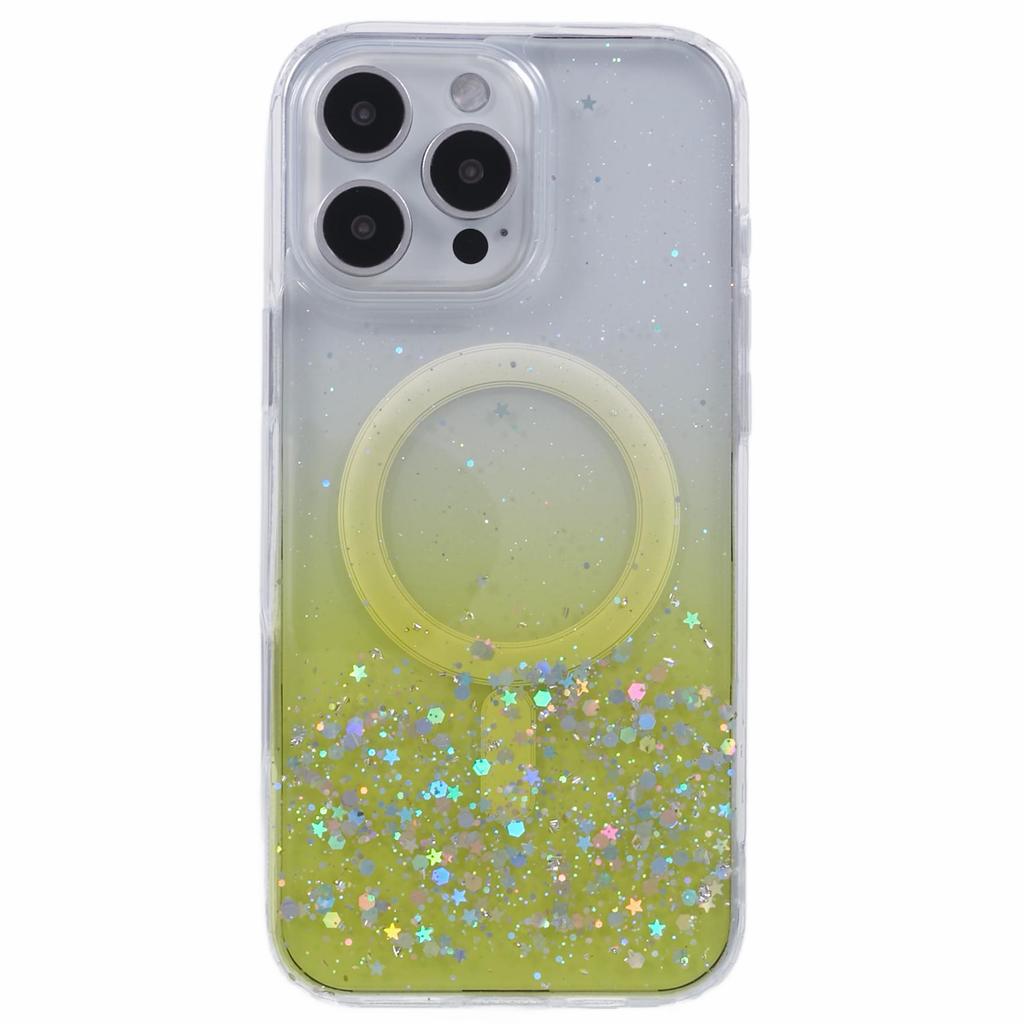 For iPhone 16 Pro Max Case Compatible with MagSafe Sparkle Epoxy TPU+Acrylic Phone Cover