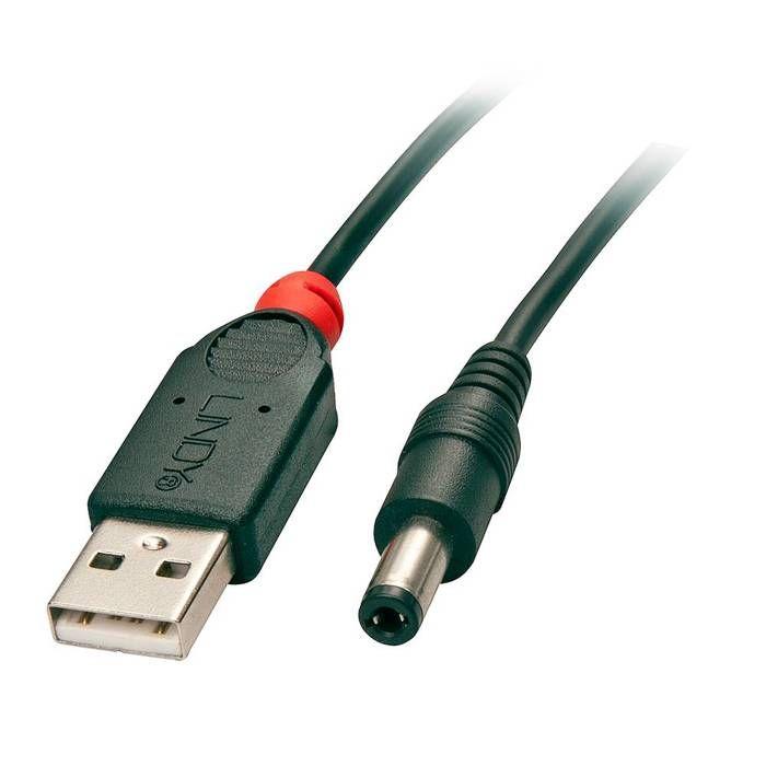 Adaptateur d'alimentation USB A mâle - LINDY - DC 5,5/2,1 mâle - 5 volts - Noir - 1 pièce
