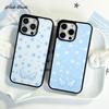 Japan Korea Retro Blue Small Wings Phone Case For iPhone 16 Pro 15 14 13 12 11 Promax Plus Fashiy High-end Minimalism Back Cover