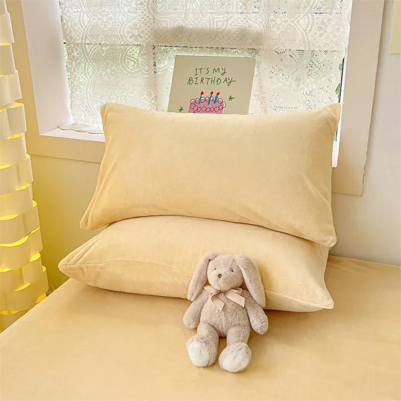 Simple Milk Fleece Warm Autumn Winter Duvet Cover Set 220x240 Soft Fluffy Queen Bedding Set Plush Warmth Blanket Cover Sets Cozy