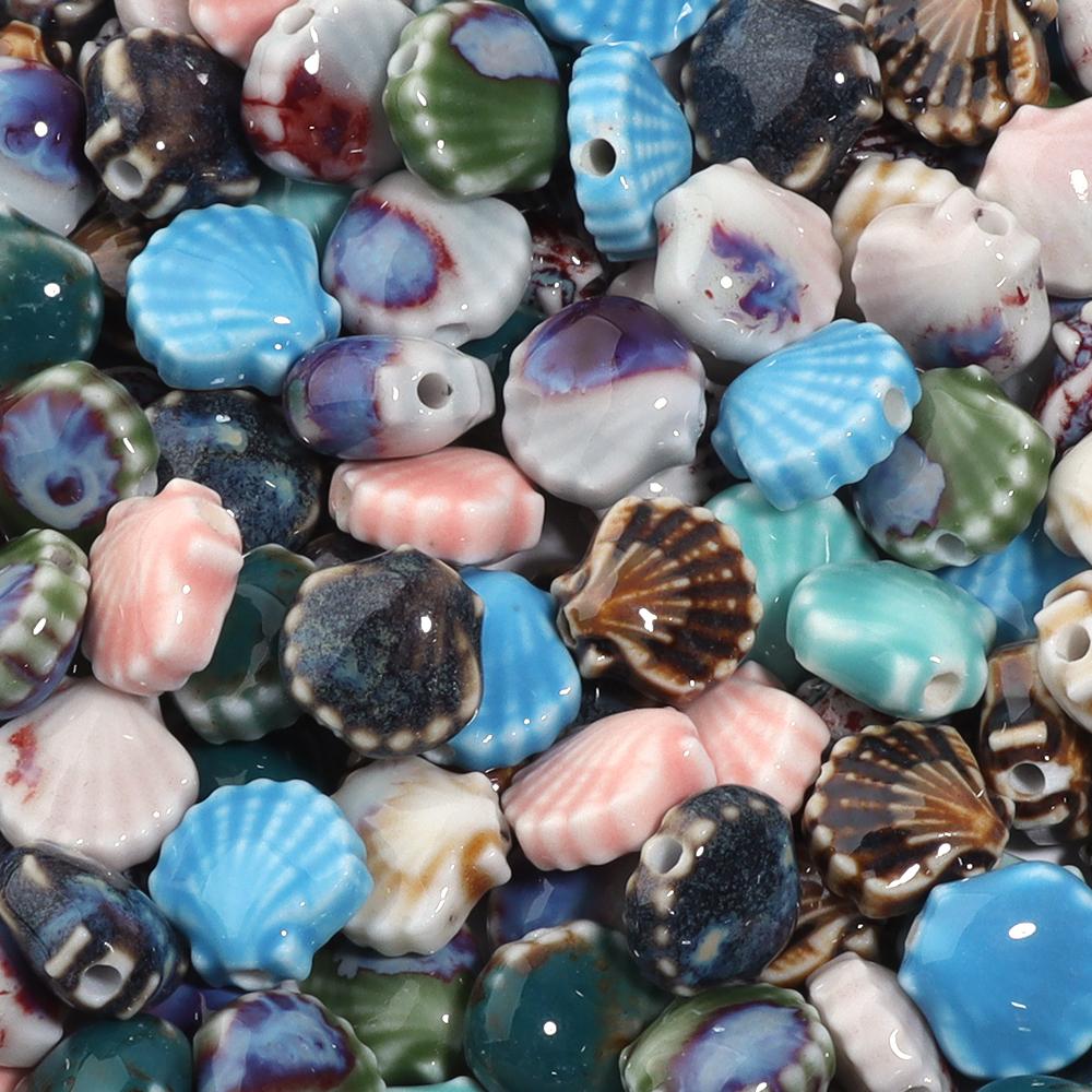 5pcs/lot Small Shell Ceramic Beads Color Cute Spacer Charms Bead for DIY Necklace Bracelet Earring Jewelry Making Accessories