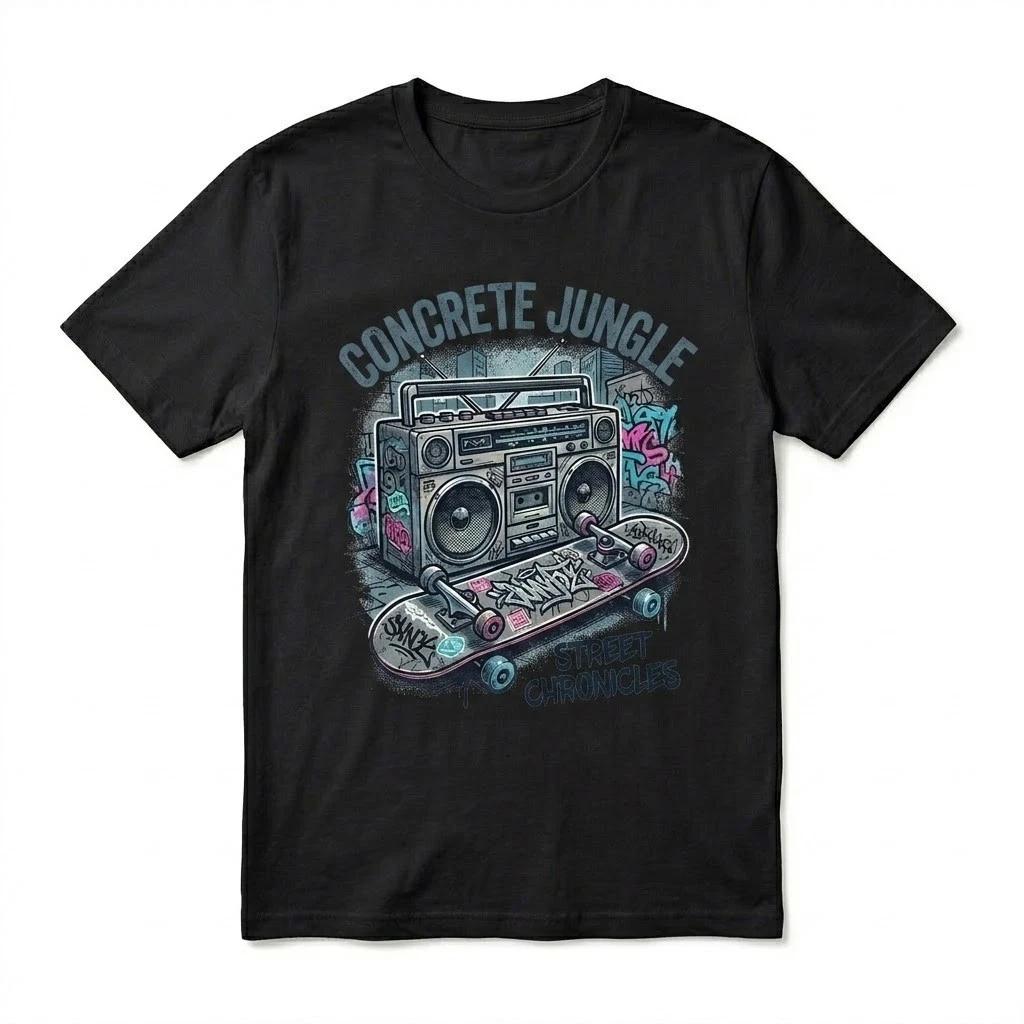 Vintage 90s Boombox Skateboard T-Shirt - Concrete Jungle Street Chronicles Tee XL