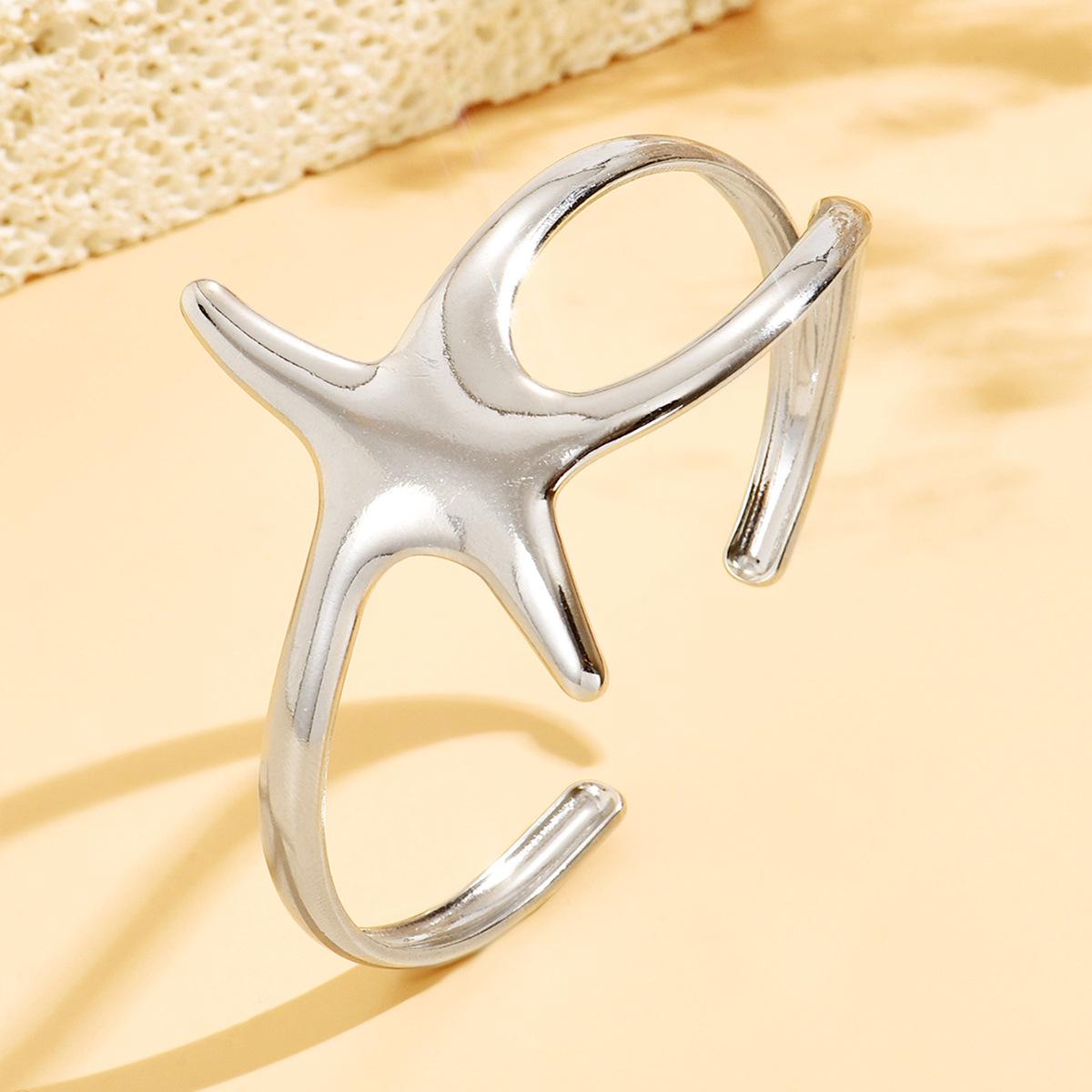 Women s Starfish Open Stainless Steel Bracelet - Ocean Series Sea View Beach Resort Style