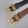 Womens Genuine Leather Belt With Alloy Twisted Buckle Slim 3cm Width Versatile Business Casual Jeans Suit