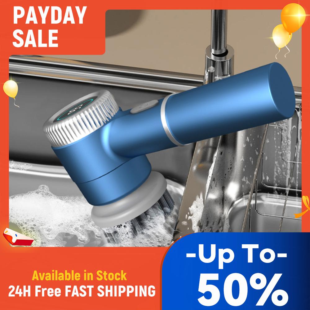 

5 In 1 Wireless Power Scrubber Handheld Cordless Cleaning Brush USB Charging with 5 Replaceable Brush Heads for Kitchen Bathroom China Mainland