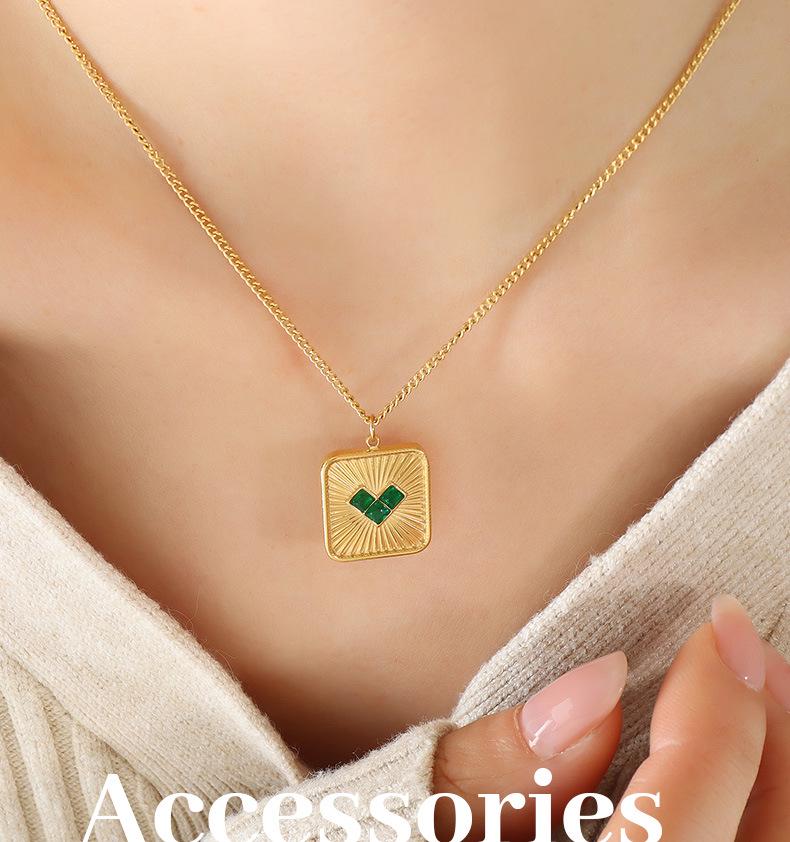 European Style Heart-Shaped Zircon Stone Earrings and Necklace Set