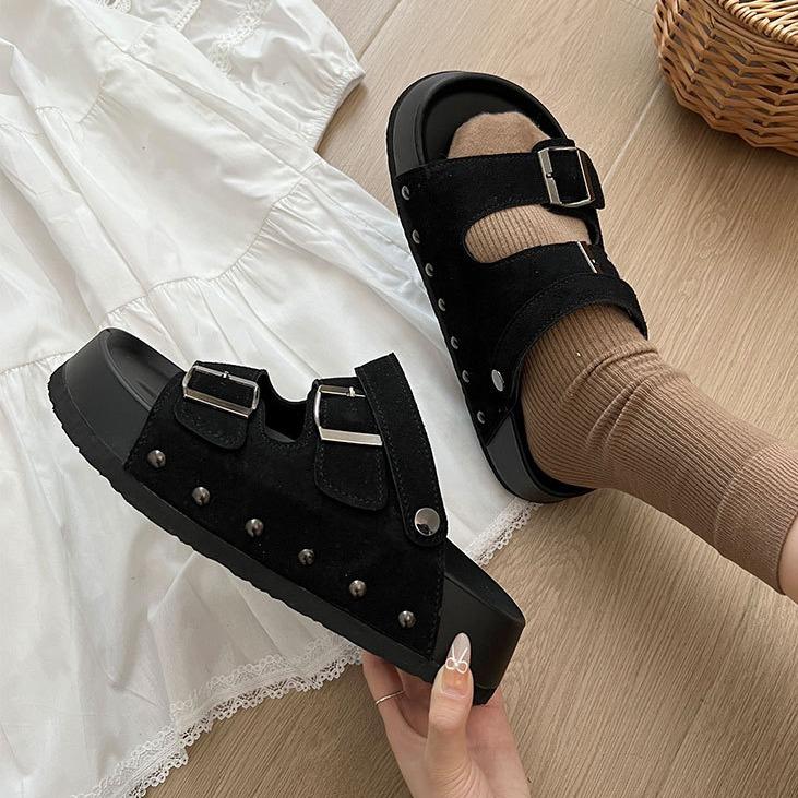 Fashion Fashion Versatile French Heightening Platform Sandals Women's 2025 New Summer Wear One and A Half Slippers