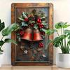 Retro Iron Christmas Themed Metal Wall Art with 3D Visual Effect 1pc Holly and Bells Decor for Home
