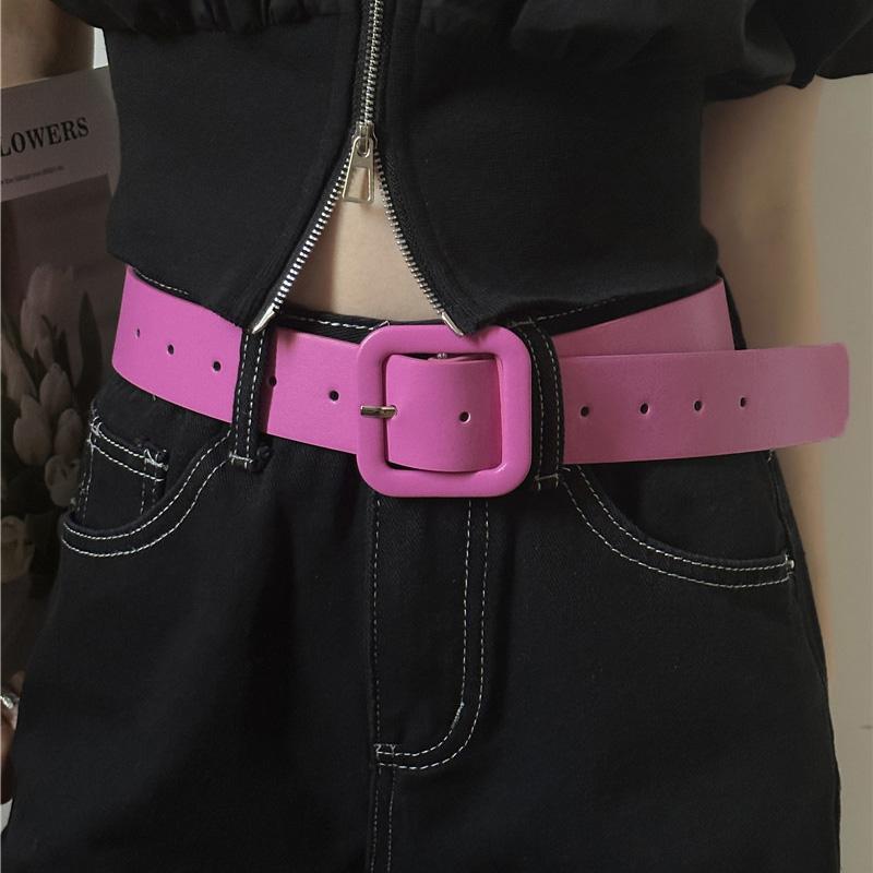 Wide PU Leather Women Belt Simple Pin Buckle Adjustable Wild Waistband Female Student Jeans Pant Decorative Hip Hop Y2K Straps