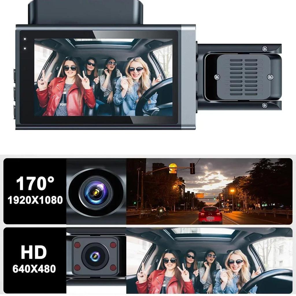 Motion Detection Car Camera Black Box Dash HD 1080P Cam Dashcam G-Sesor 360 ° Lens Rotation Dvr 3 Inch with WiFi Night Vision