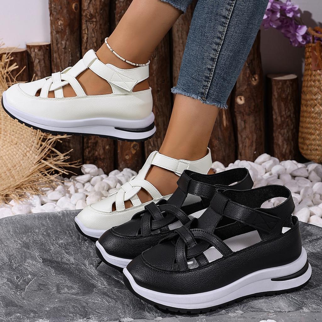 Sandali da Donna per Esterno, Zeppe con Rialzo Interno e Scarpe Romane Svuotate, Sandali Estivi da Spiaggia