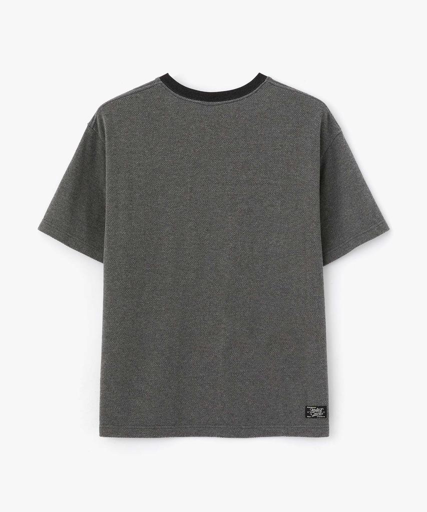 WMC Waffle Texture Henley Neck Short Sleeve T-Shirt_Charcoal Grey