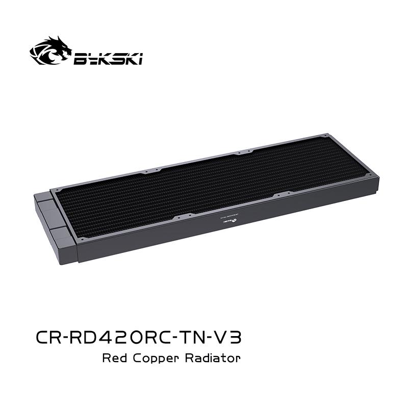 BYKSKI 420mm + 28mm Thick Copper PC Water Discharge Liquid Heat Exchanger Metal Radiator for 140mm Fans G1/4   CR-RD420RC-TN-V3 28mm Thickness