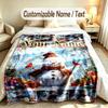 Christmas Theme Soft Blanket Personalized Custom Name Text Print Warm Blanket Home Sofa Bedroom Decor
