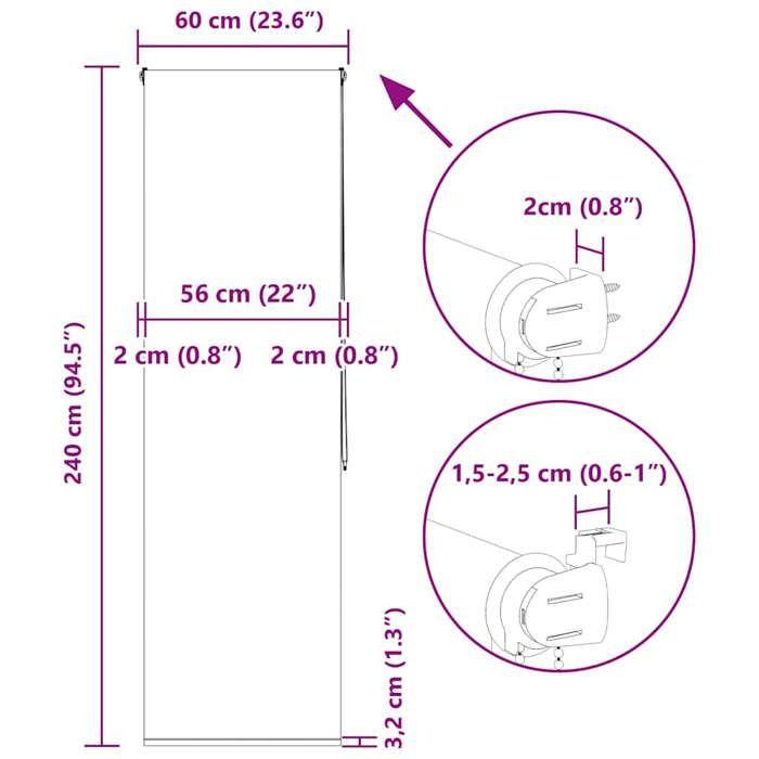 VidaXL Roller Shower Curtain 60x240 Cm Fabric Width 56 Cm, Shower Blind, Roller Shower Curtain, 4014876