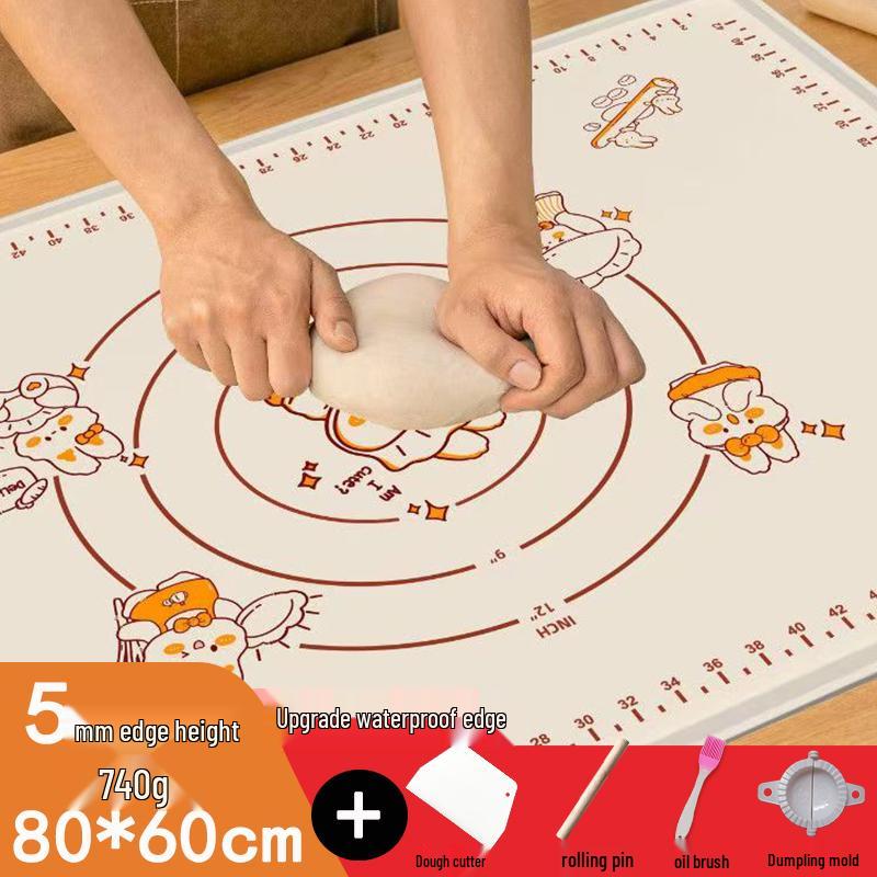 Non-Slip Food-Grade Silicone Kneading Mat and Rolling Pin Mat for Baking and Dining