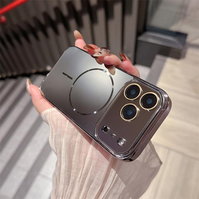 Compatible with iPhone 17 Pro Max, Electroplated AG Matte Fine Ring Magnetic Suction, Drop-proof Apple 13/16 Pro Phone Case.