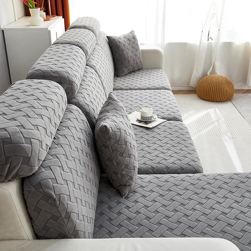 3D Jacquard Velvet Sofa Hat: Elastic Full-Cover Cushion for Autumn & Winter