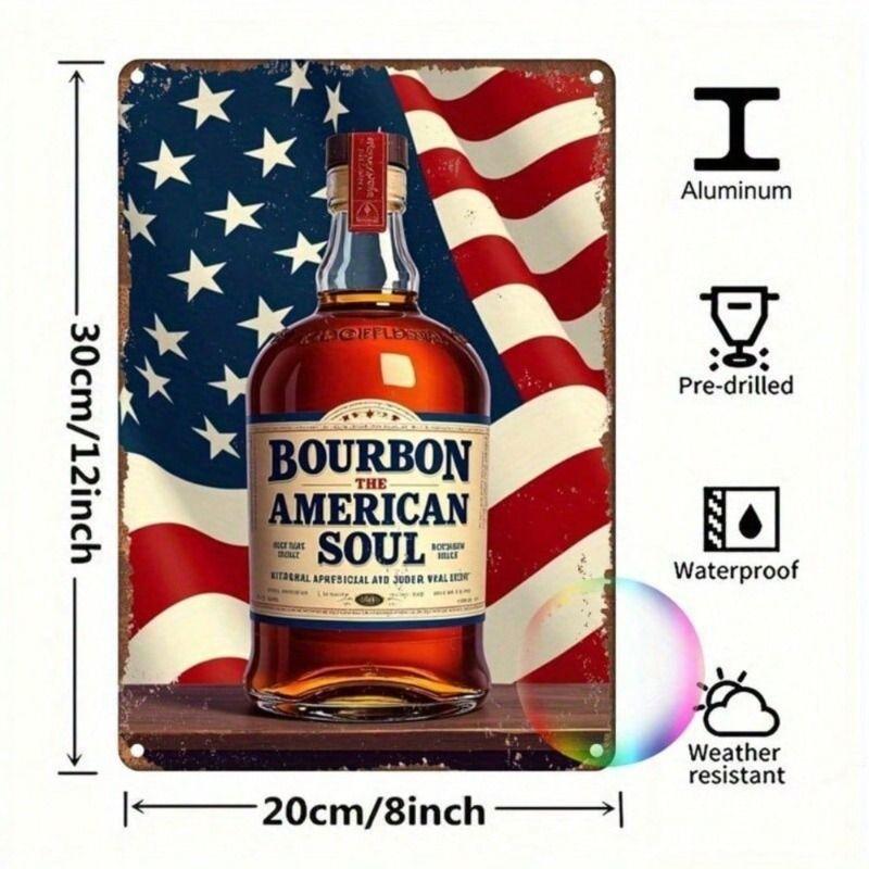 Metal Wall Art Whiskey Bourbon Bar Decor 8x12 Inch Vintage Home Decoration