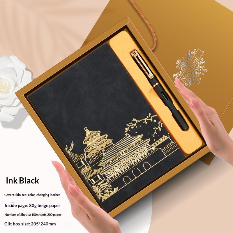 

Подарочный набор-коробка с блокнотом формата А5 «Высокая ценность Национального прилива» 2026 года для отправки студентам, сувениры, блокнот из мягкой кожи в национальном стиле чёрный