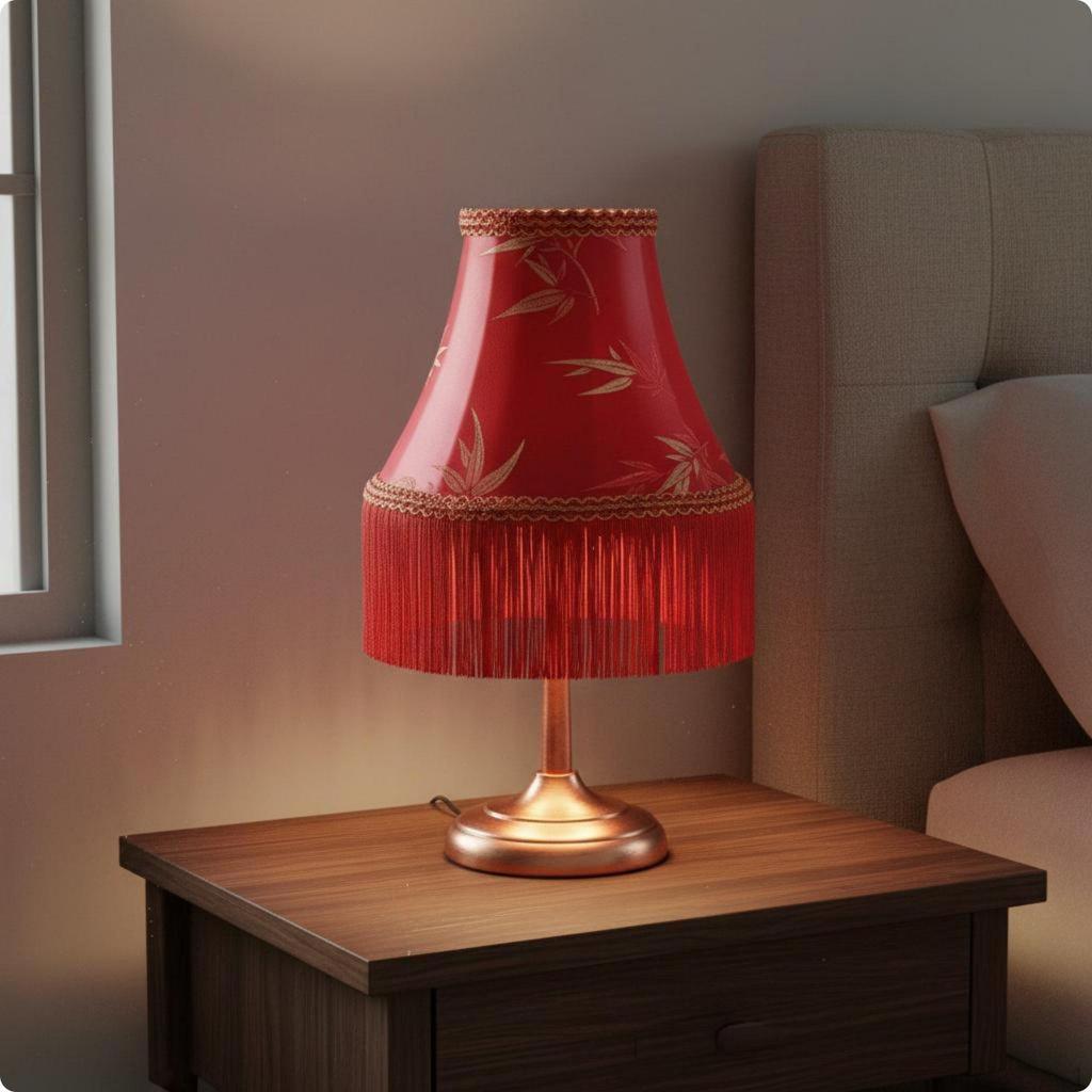 Lampshade Handmade Tassel Fringed Lamp Shade for Bedroom Green Dome Fringe