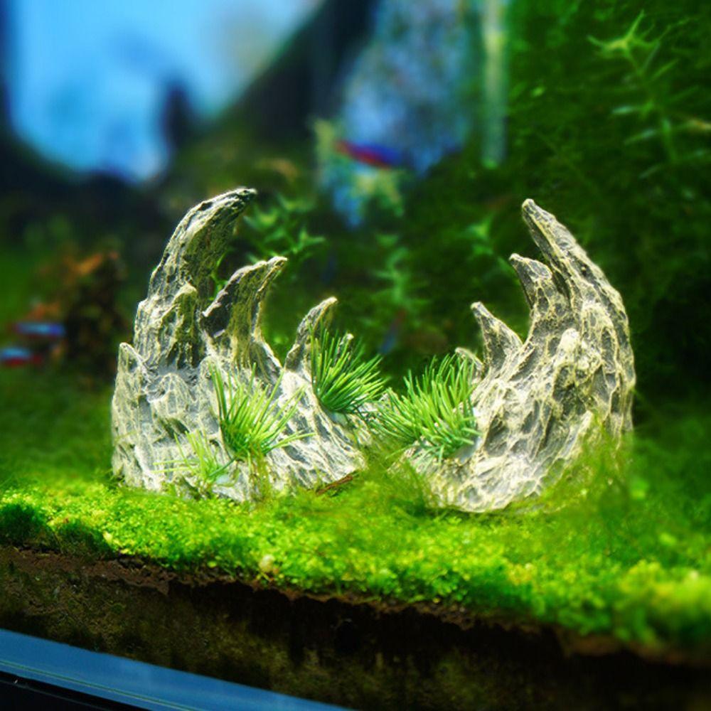 2pcs/set Lifelike Simulated Ravine Ornament Decorative Rockery Stone Ornaments  Aquarium