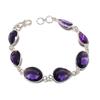 Natural Amethyst Gemstone Handmade 925 Sterling Silver Bracelet 7-8" ASB-3095