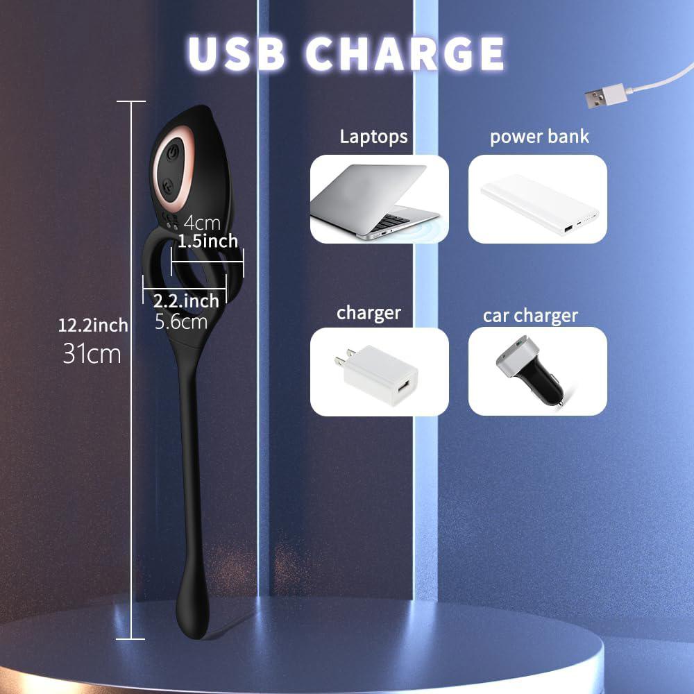 Prostate Massager with Penis Ring Anal Vibrator 10 Vibration Modes Remote Control Anal Plug Penis Ring Male Vibrator Male Erotic Products