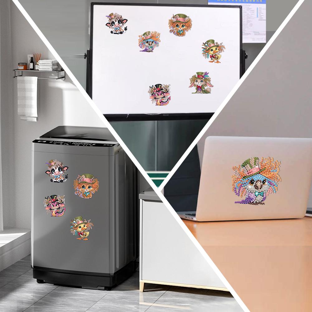 6Pcs Acrylic Special Shape Cake Fridge Stickers Diamond Art Fridge Magnet Diamond Art Magnets Decals for Adults Kids Beginners
