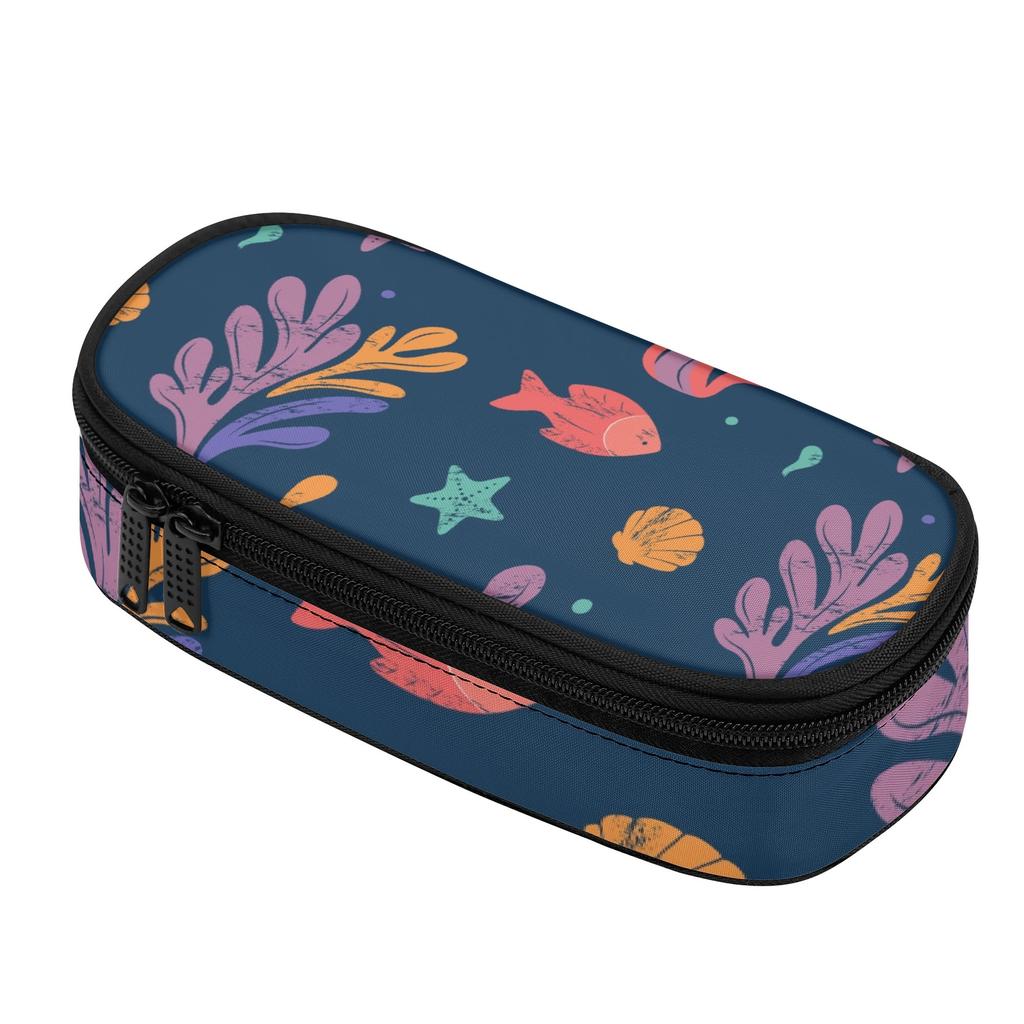 Pencil Bag Large Capacity Zipper Closure 300D Polyester with Spacious Main Pocket Mesh Layer and Pen Slot Divider for Students