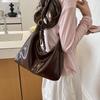 Glossy Faux Leather Hobo Bag for Women with Knotted Handle Soft Shoulder Bag for Everyday Use Casual Outings