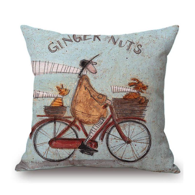 

Современное искусство Сэм Тофт Юмористический мультяшный пес Прекрасный милый щенок Забавный Хлопок Лен Наволочка для диванной подушки Подушка для сиденья стула 45x45cm 18x18in