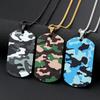 Camouflage Military Dog Tag Pendant Necklace for Men Stainless Steel Hip Hop Punk Geometric Jewelry Male Chain Necklaces Gift