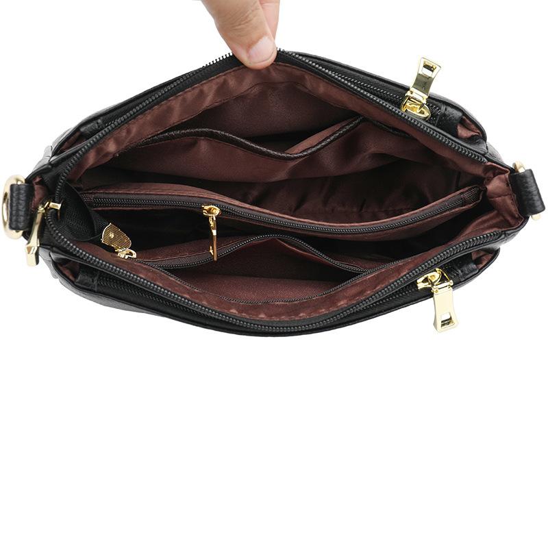 Soft Leather Fashionable Middle-aged Mom Bag, Large-capacity Single-shoulder Grandma Bag, Crossbody Small Square Bag Casually