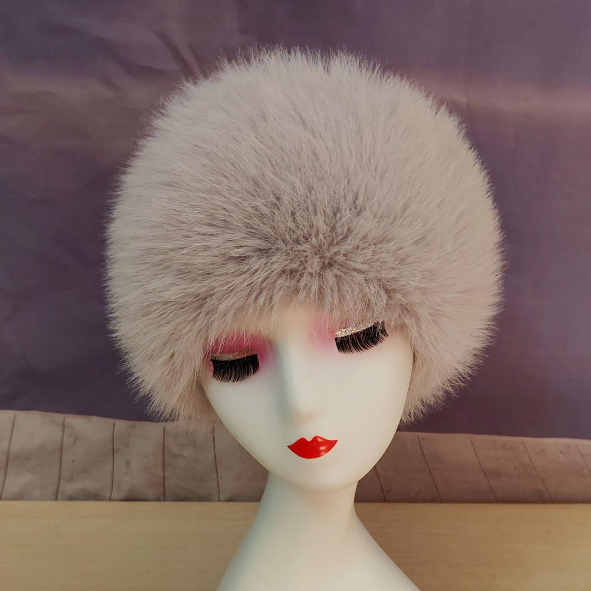 

Fall and Winter Fur-like Fur Hat Empty Top Hair Accessory Ring Thickenedheattechpopular Photo Hat сірий колір