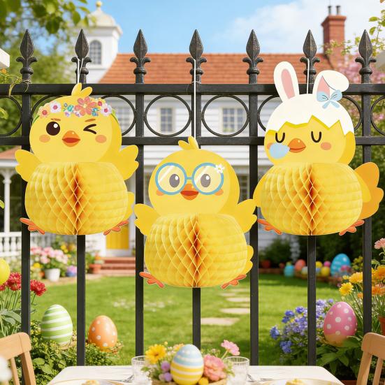 Honeycomb Ball Easter Ornament Paper Decorative Hanging Decoration Holiday Parties Indoor Outdoor Festive Atmosphere Decor