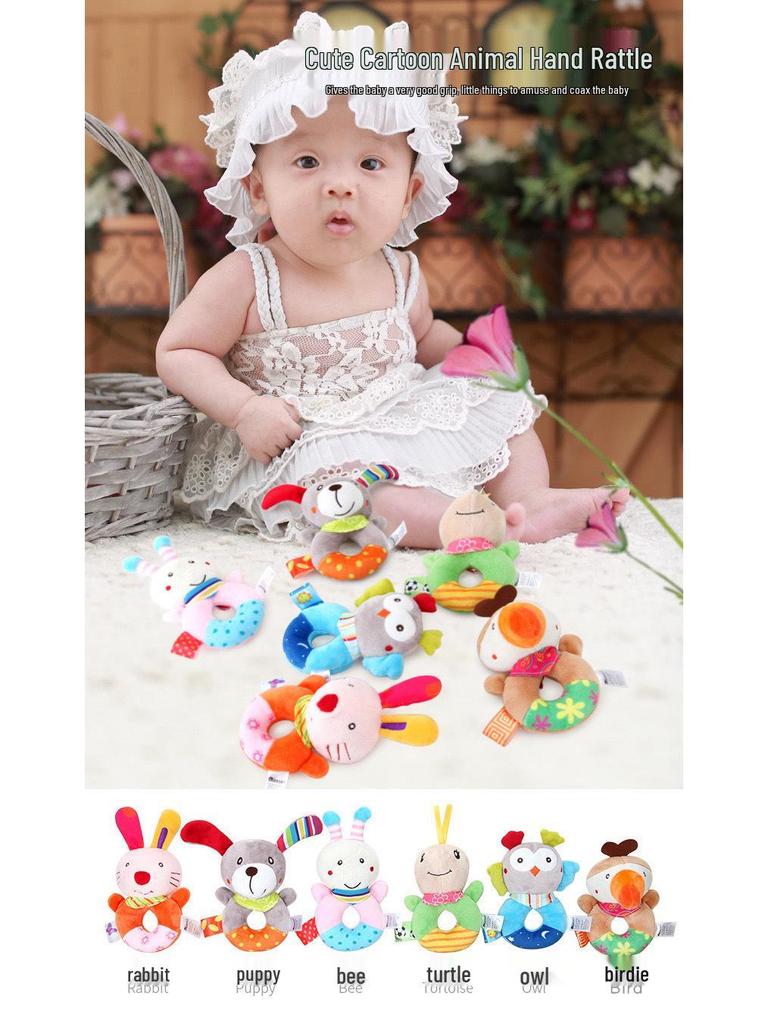 BBSKY Plush Rabbit Baby Rattle and Squeeze Toy