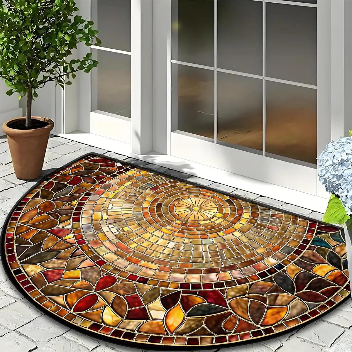 

VIKAMA Half-Circle Doormat Arched Non-Slip Absorbent Welcome Mat Home Decor Floor Mat Ideal for Porches and Front Doors 40cmx60cm