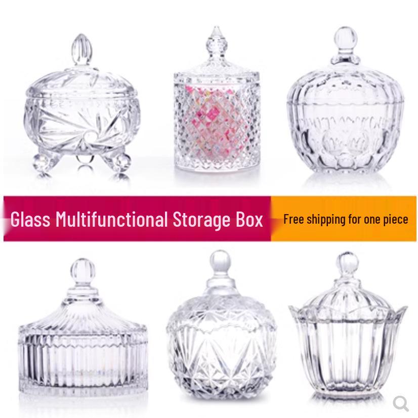 European Glass Candy Jar with Lid – Transparent Storage for Tea, Snacks, Seasonings, Candy, and Dried Fruit