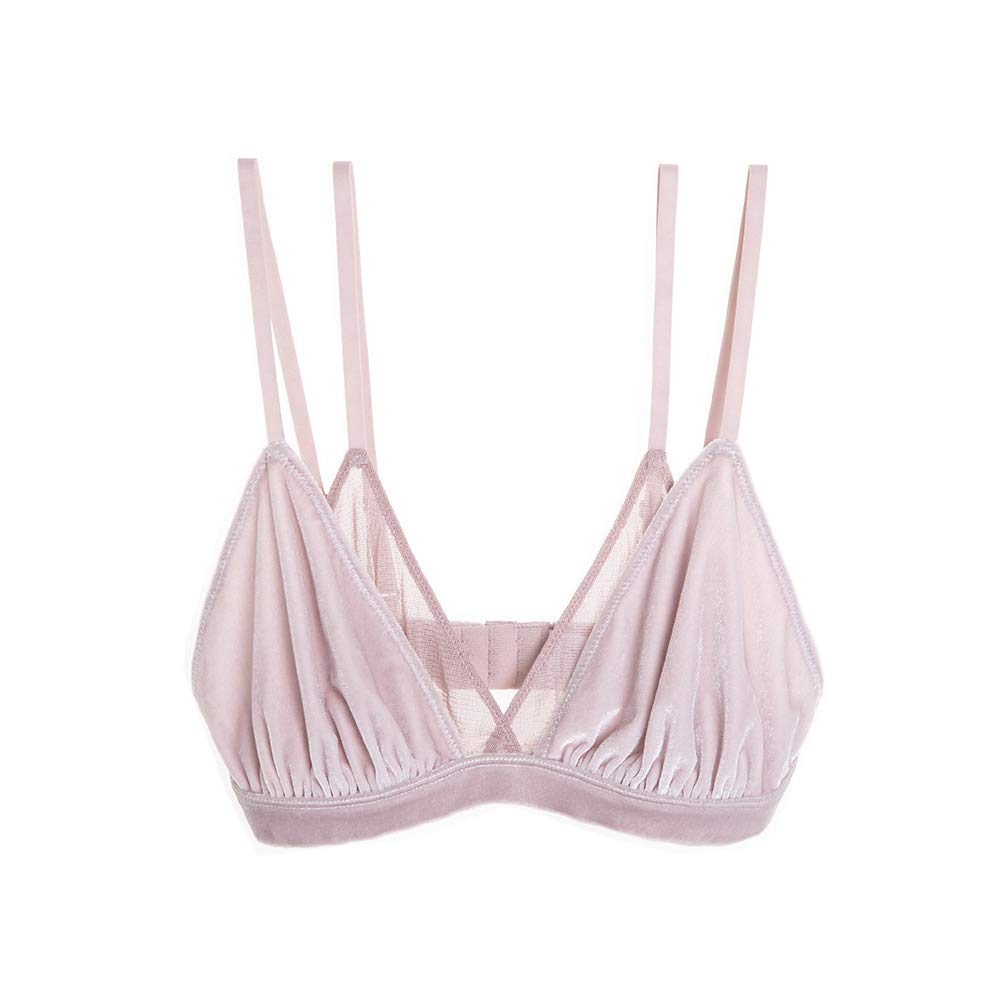 

Шелковый бархатный треугольный бюстгальтер Французский бюстгальтер Беспроводной комфорт Шелковый ночной бюстгальтер Кирпичный [SilRiver] Без стресса Без косточек (Средний, Розовый)