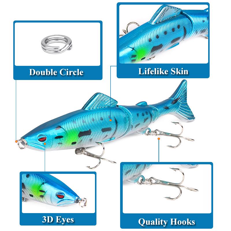 1Pcs 18g/13cm Fishing Lure 3 Segments Crank 3D Eyes Fish Shape Tackle Hook Bait