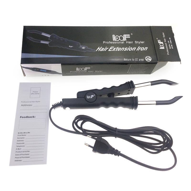 Black Hair Extension Iron, Adjustable Temperature, Quick Heat Glue, Pliers Clips Tools, EU/US Plug