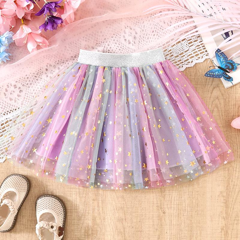 Dívčí nadýchaná princeznovská sukně s potiskem hvězd - Pro všechna roční období