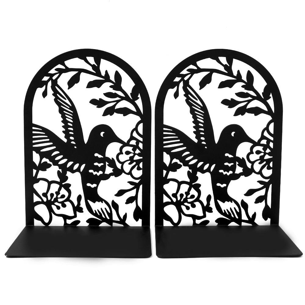 2Pcs Black Musical Notes Openwork Pattern Design Desktop Book Ends Office Desktop Home Bookends Gift For Book Loves Book Rack