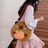 Soft Capybara Shoulder Bag Cute Cartoon Doll Backpack School Bag Plush Capybara Daypack  Girls