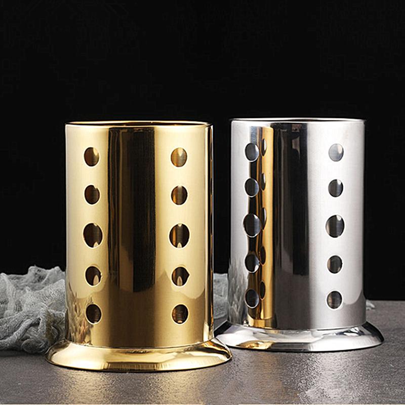 Edelstahl Goldener Essstäbchenhalter Besteckhalter Geschirr-Organizer Haushaltslöffel Aufbewahrungsbehälter Küchenzubehör