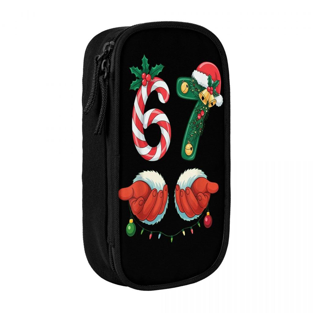 67 Christmas 6 7 Six Seven Meme 67 Candy Cane Xmas Pencil Case Pencil Bag Students Big School Pencil Cases Stationery Organizer