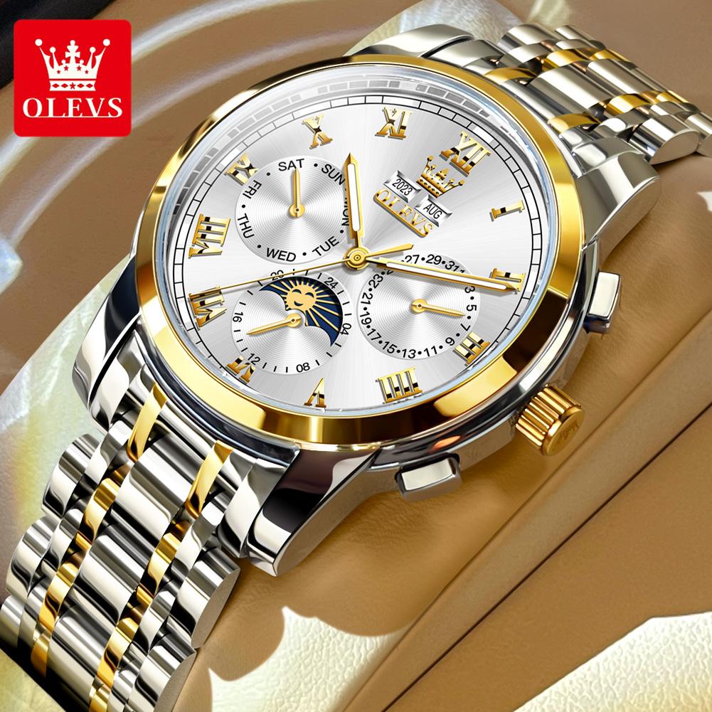 OLEVS 6692 Bussiness Dress Automatic Mechanical Watch for Men Moon Phase Waterproof Calendar Men's Wristwatch Luxury